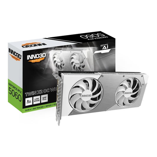 Inno3D GeForce RTX 5060 8GB TWIN X2 OC WHITE - 8GB GDDR7, HDMI, 3x DP - Grafikkarte