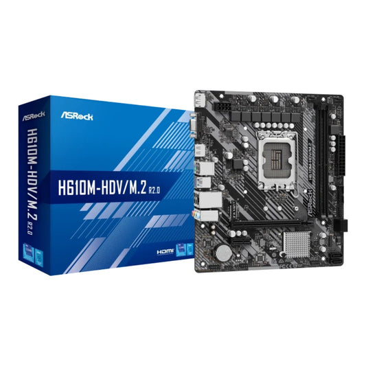 ASRock H610M - HDV/M.2 R2.0 - Intel - LGA 1700 - Intel® Celeron® G - Intel® Core™ i3 - Intel® Core™ i5 - Intel® Core™ i7 - Intel® Core™... - LGA 1700 - DDR4 - SDRAM - 64 GB - Mainboard