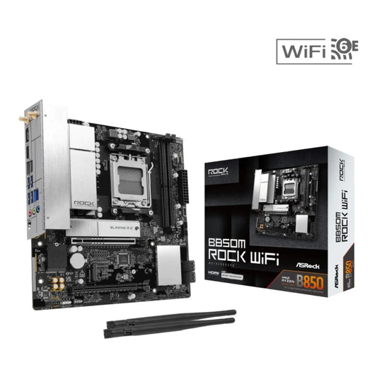 ASRock B850M Rock WiFi AM5 mATX HDMI/DP DDR5 - AMD Sockel AM5 (Ryzen Zen4) - Micro/Mini/Flex - ATX - Mainboard