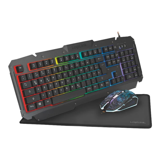 LogiLink ID0185 - Kabelgebunden - USB - Membran Key Switch - QWERTY - RGB - LED - Schwarz - Tastatur