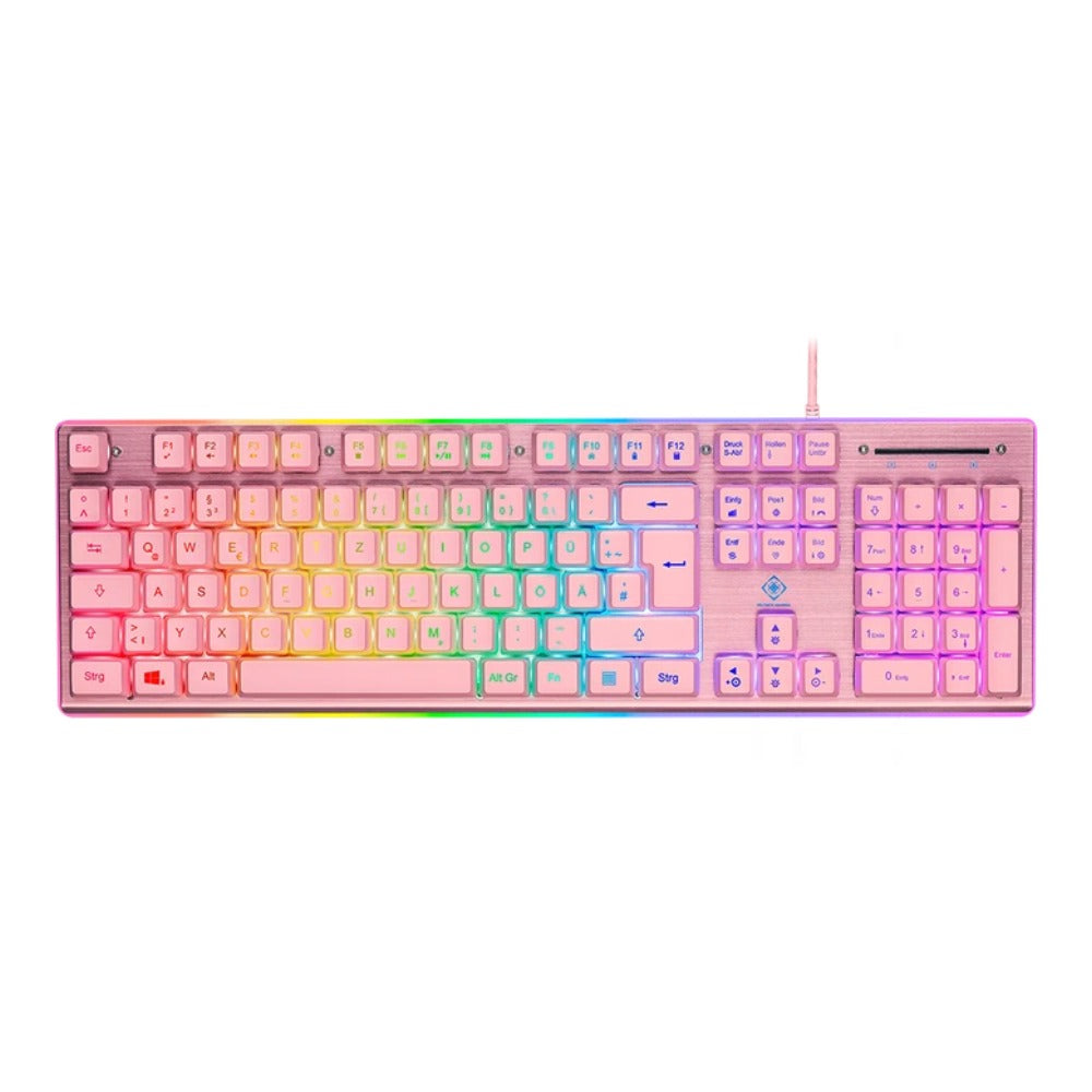 Deltaco GAM - 021 - RGB - P - DE - Volle Größe (100%) - Kabelgebunden - USB - Membran Key Switch - QWERTZ - Pink - Tastatur