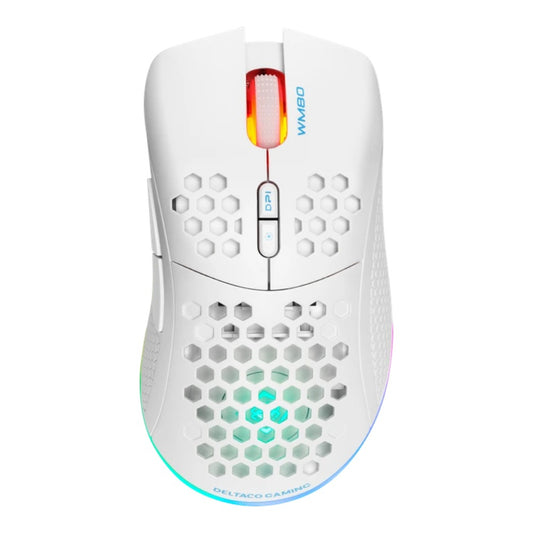 Deltaco GAM - 120 - W - rechts - Laser - RF Wireless + USB Type - C - 6400 DPI - Weiß - Maus
