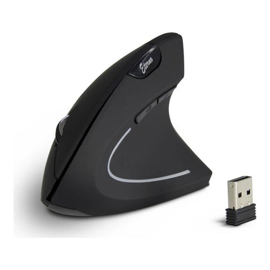 Inter - Tech KM - 206R - Beidhändig - Vertikale Ausführung - Optisch - RF Wireless - 1600 DPI - Schwarz - Maus