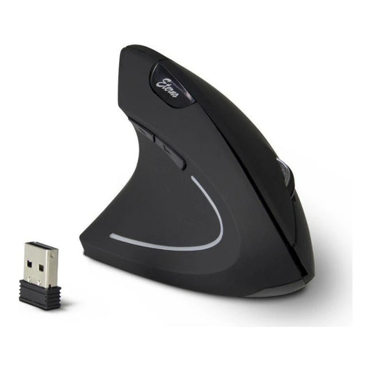 Inter - Tech KM - 206L - Beidhändig - Vertikale Ausführung - Optisch - RF Wireless - 1600 DPI - Schwarz - Weiß - Maus