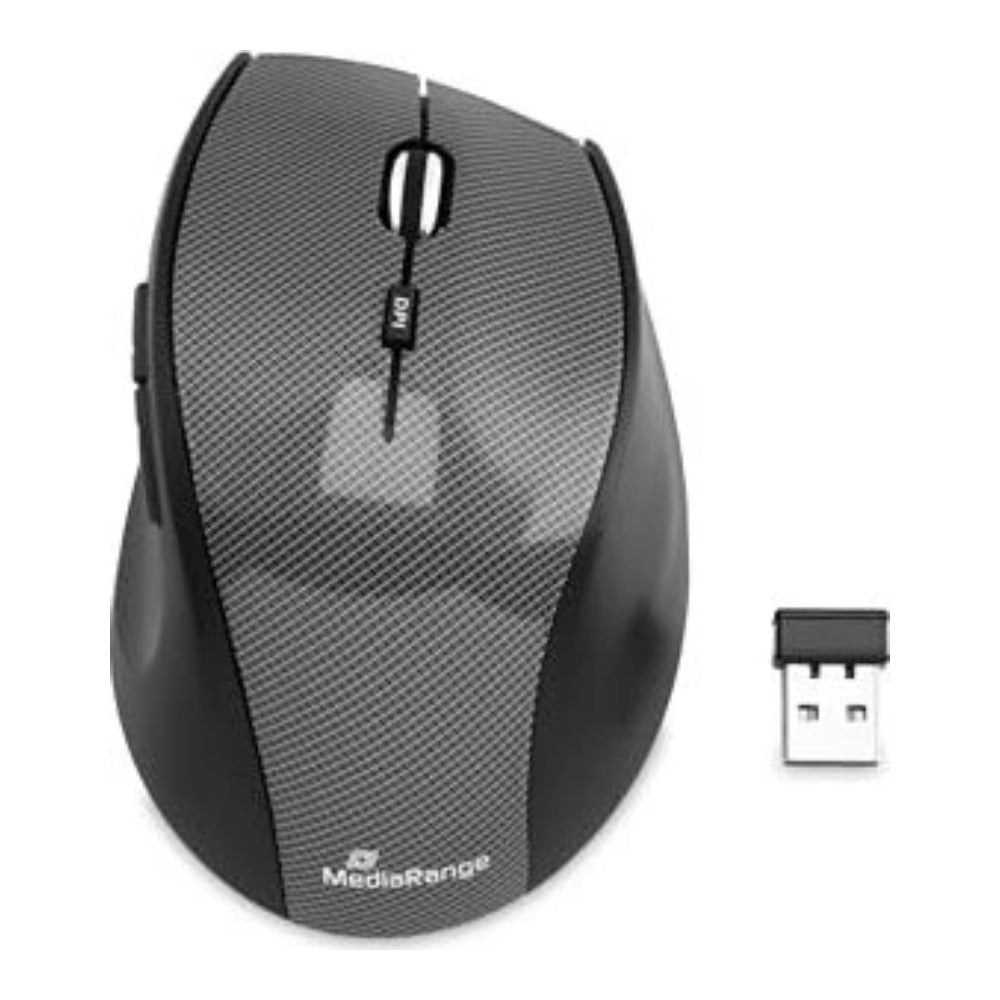 MEDIARANGE MROS207 - rechts - Optisch - RF Wireless - 1600 DPI - Schwarz - Karbon - Maus