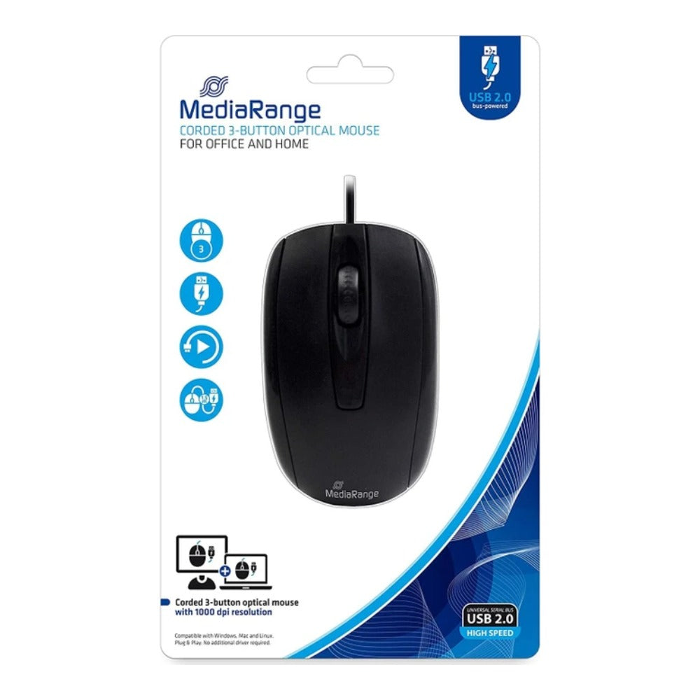 MEDIARANGE MROS211 - Beidhändig - Optisch - USB Typ - A - 1000 DPI - Maus