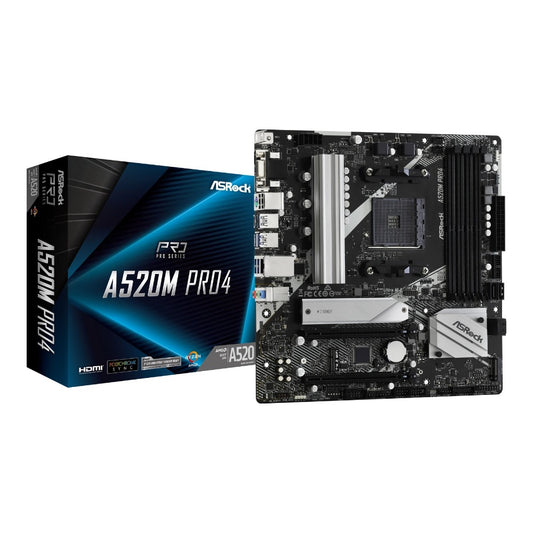 ASRock A520M Pro4 - AMD - Sockel AM4 - AMD Ryzen 3000 Series - DDR4 - SDRAM - 64 GB - DIMM - Mainboard