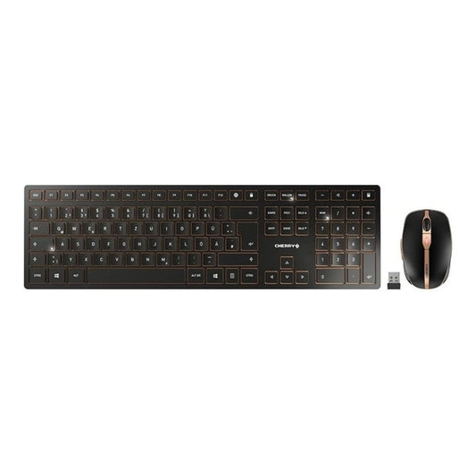 Cherry DW 9100 SLIM - Kabellos - RF Wireless + Bluetooth - QWERTZ - Schwarz - Maus enthalten - Tastatur