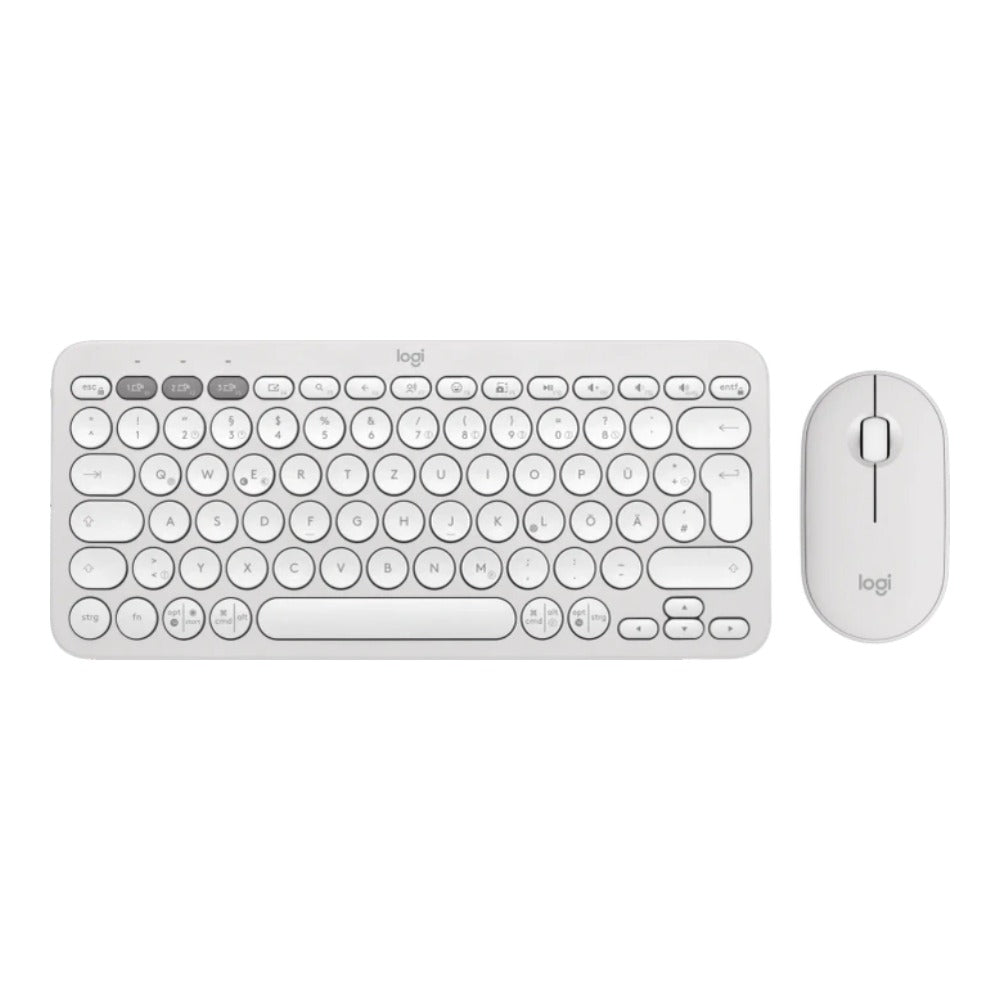 Logitech 920 - 012204 - Kabellos - RF Wireless + Bluetooth - Scherenschalter - QWERTZ - Weiß - Maus enthalten - Tastatur
