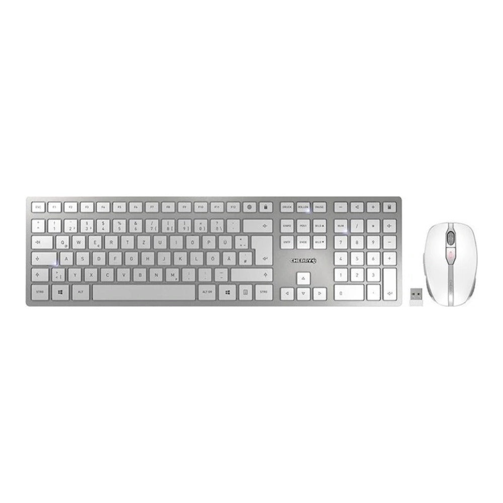 Cherry DW 9100 SLIM - Kabellos - RF Wireless + Bluetooth - QWERTY - Silber - Maus enthalten - Tastatur