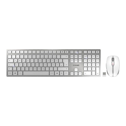 Cherry DW 9100 SLIM - Kabellos - RF Wireless + Bluetooth - QWERTY - Silber - Maus enthalten - Tastatur