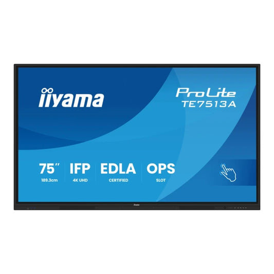 Iiyama 75" TE7513A - B3AG 16 9 Touch 2xHDMI+2xUSBC+DP - 190,5 cm - Monitor