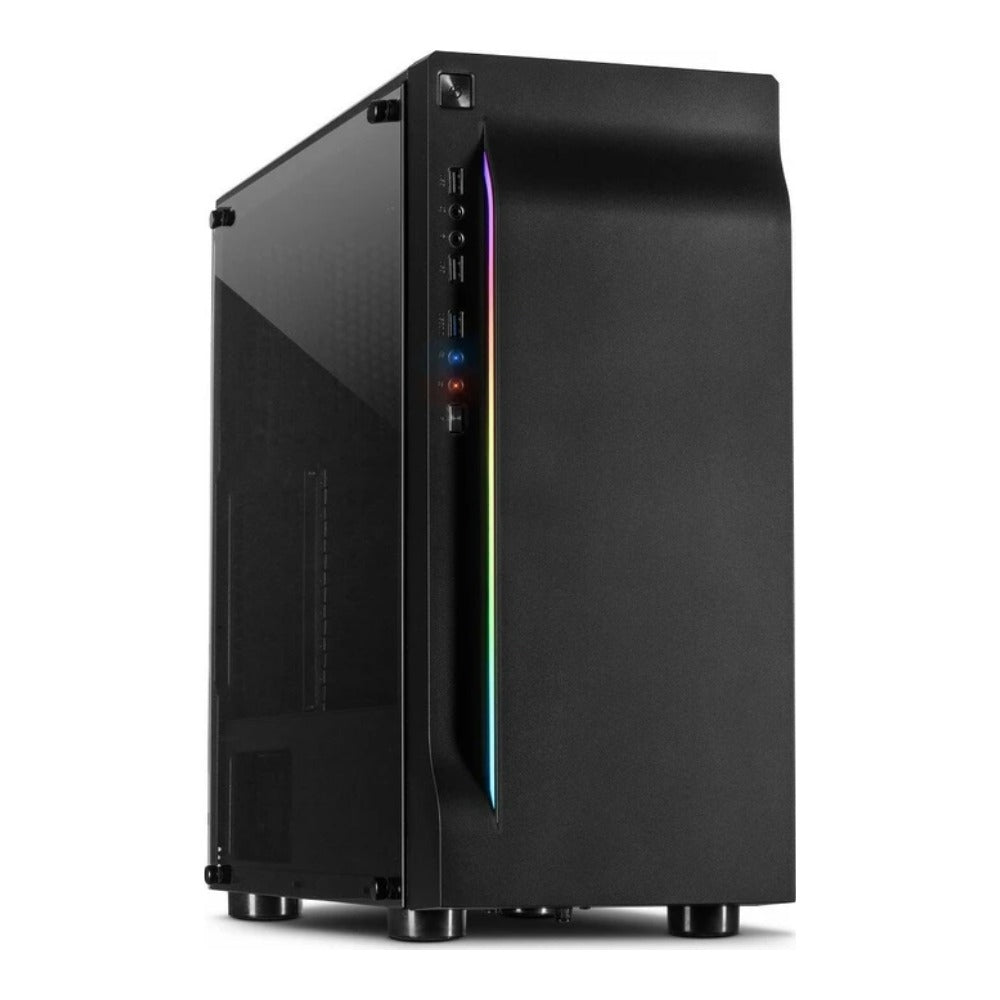 Inter - Tech A - 3411 Creek - PC - Schwarz - ATX - ITX - micro ATX - Blau - Grün - Rot - Vorderseite - Gehäuse