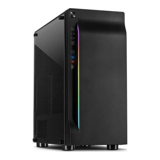 Inter - Tech A - 3411 Creek - PC - Schwarz - ATX - ITX - micro ATX - Blau - Grün - Rot - Vorderseite - Gehäuse
