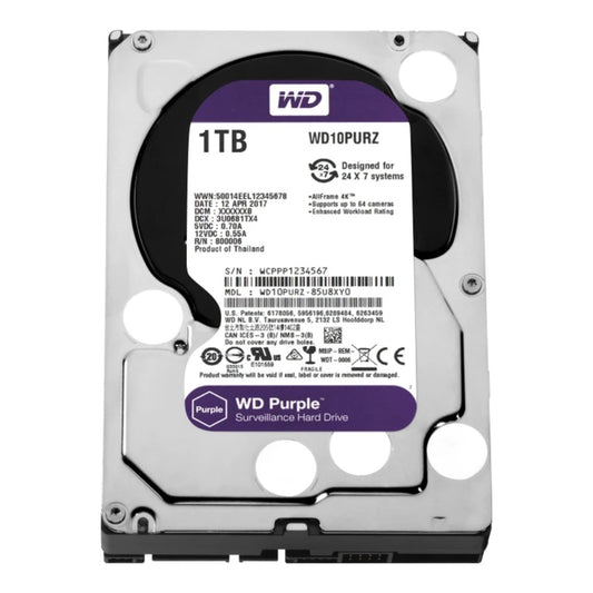 WD Purple Surveillance Hard Drive WD10PURZ 3,5" SATA 1.000 GB - 5.400 rpm 2 ms - Intern - Festplatte