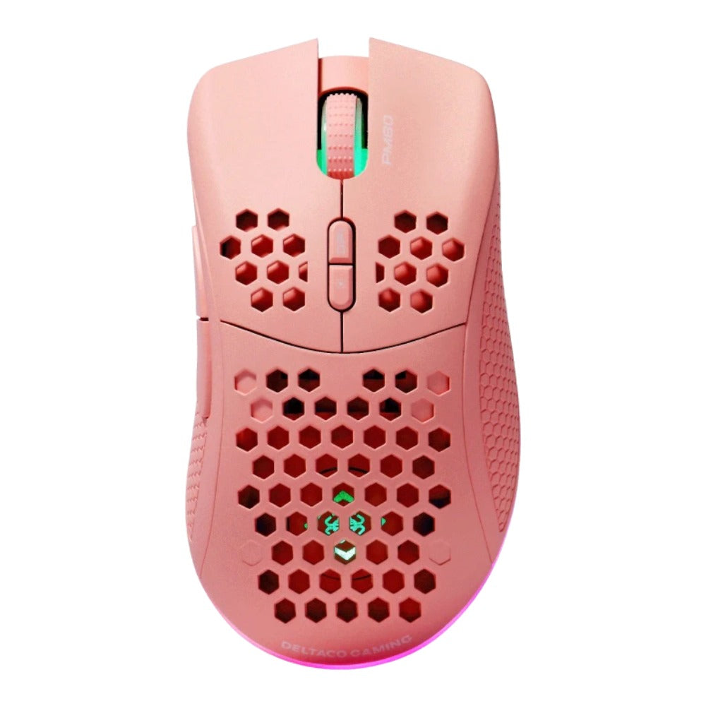 Deltaco Gaming GAM - 120 - P - Kabellos - RF Wireless + USB Type - C - RGB - LED - Pink - Maus