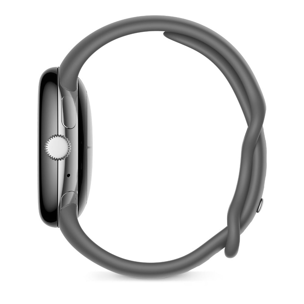 Google Pixel Watch (LTE) Polished Silver mit Sportarmband Charcoal