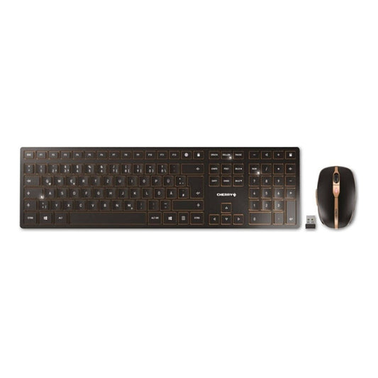 Cherry DW 9100 SLIM - Kabellos - RF Wireless + Bluetooth - QWERTZ - Schwarz - Maus enthalten - Tastatur