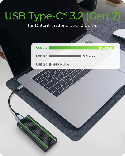 ICY BOX IB - 1824ML - C31 - Type - C® USB 3.2 Gen 2 zu PCIe NVMe M.2 2230/2242/2260/2280 SSD Gehäuse - Beleuchtung mit Farbwechsel - SSD - M.2 - PCI Express 3.0 - 10 Gbit/s - USB Anschluss - Schwarz - Gehäuse
