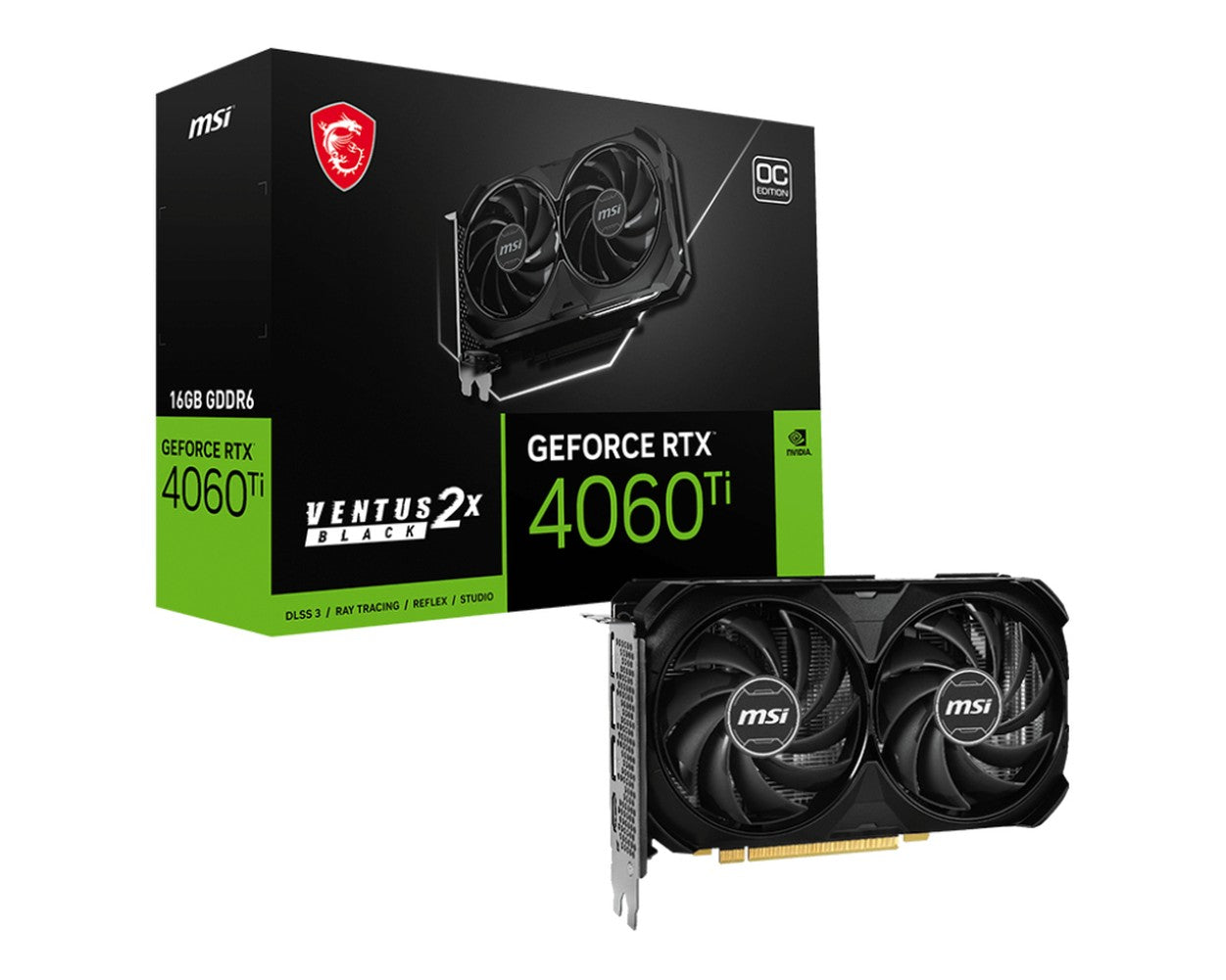 MSI GeForce RTX 4060 Ti VENTUS 2X BLACK 16G OC - VGA - PCI - E x16 - Grafikkarte