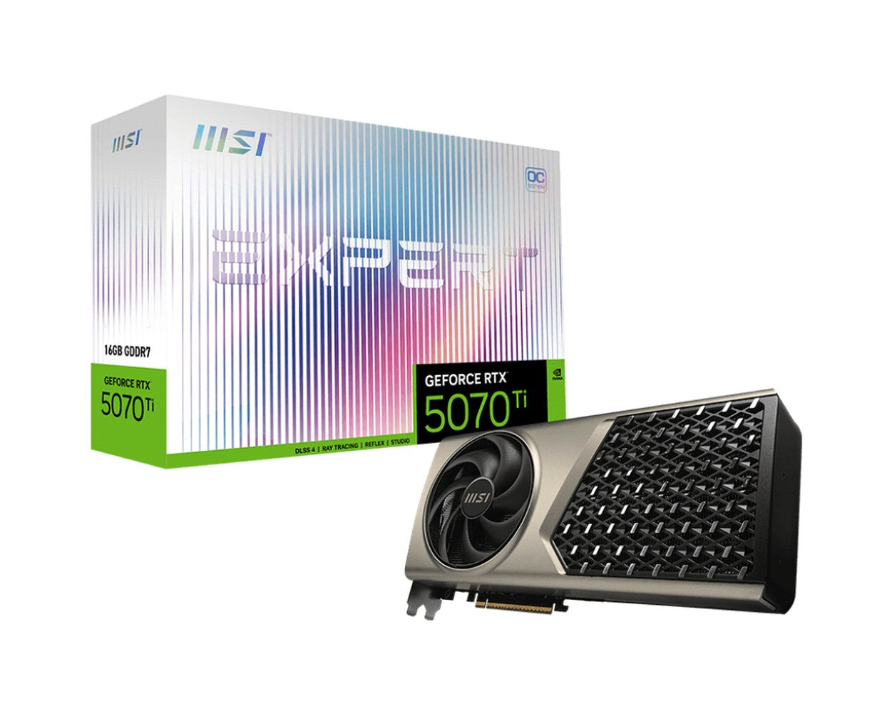 MSI VGA NVIDIA GeForce RTX 5070 Ti 16G EXPERT OC, RTX 5070 Ti, 16GB GDDR7, 3xDP, 1xHDMI (V531 - 439R) - PCI - Express - Grafikkarte