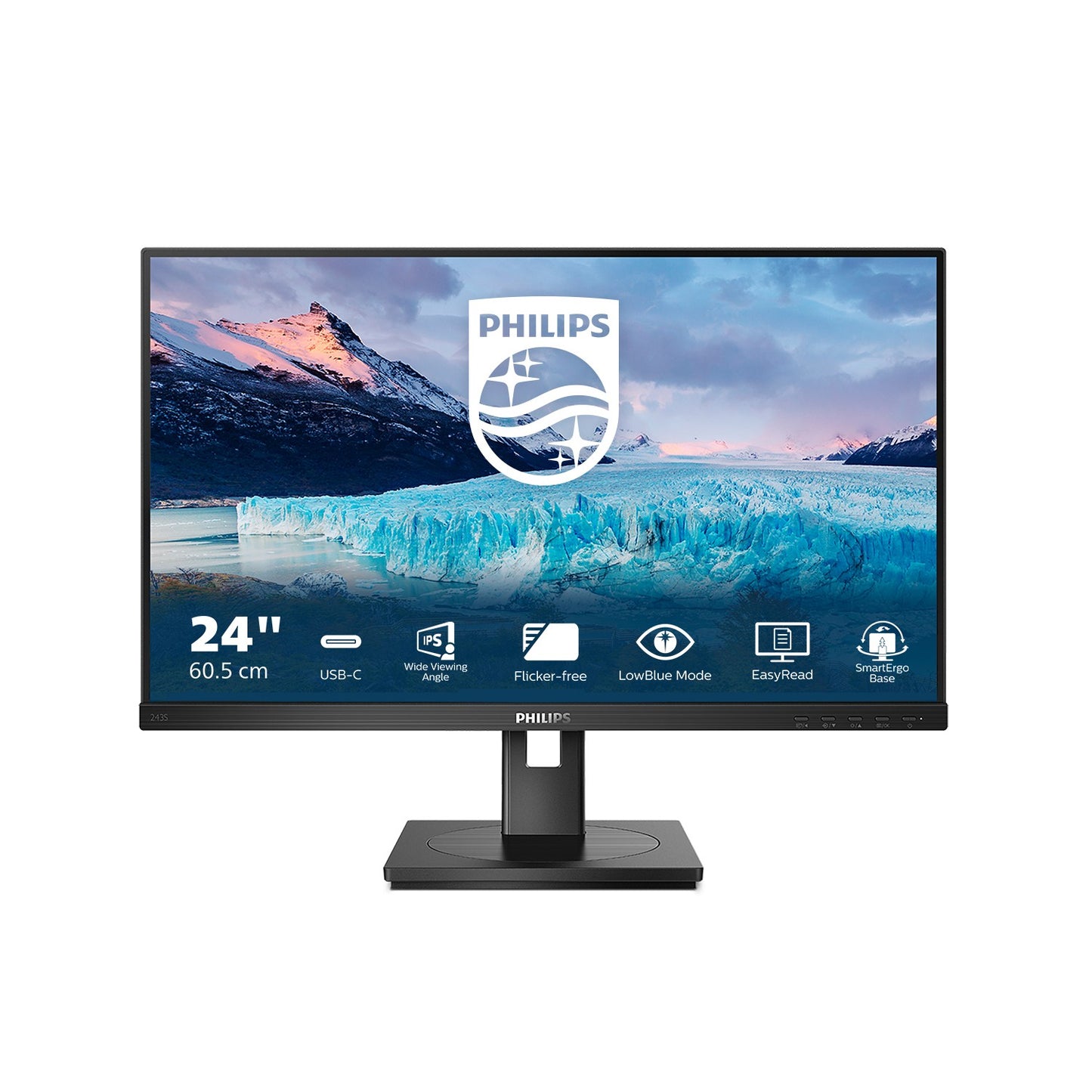 Philips S Line 243S1/00 - 60,5 cm (23.8") - 1920 x 1080 Pixel - Full HD - LCD - 4 ms - Schwarz - Monitor