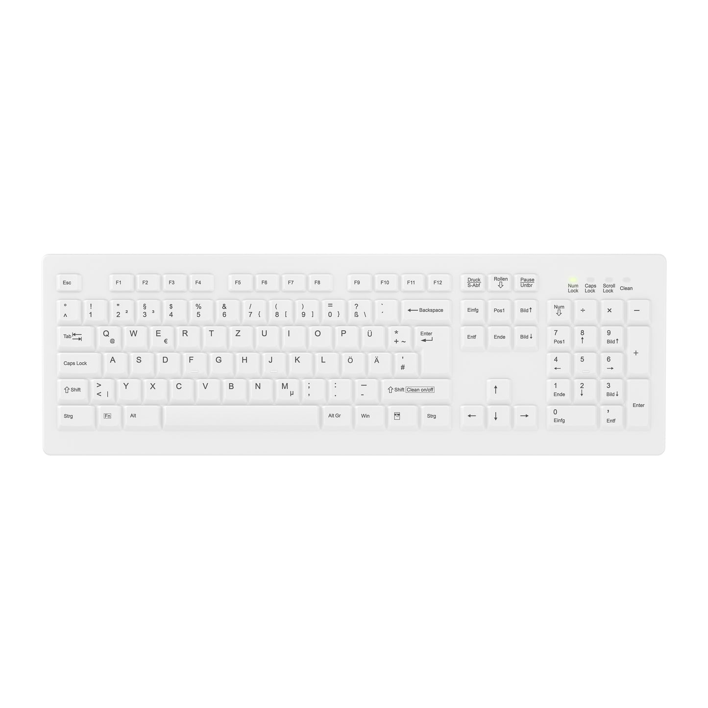 Active Key AK - C8100 - Volle Größe (100%) - Kabellos - RF Wireless - Membran Key Switch - QWERTZ - Weiß - Tastatur