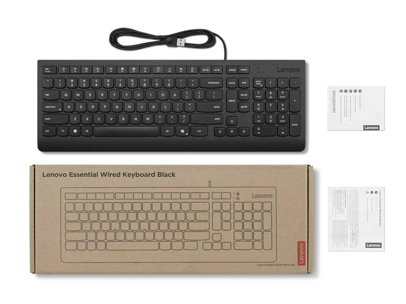 Lenovo Keyboard| Essential|| Wired| Us English| Black - QWERTY - Tastatur