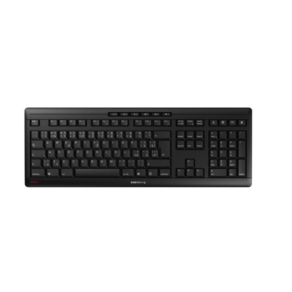 Cherry Stream Wireless - Volle Größe (100%) - Verkabelt & Kabellos - RF kabellos + USB - QWERTZ - Schwarz - Tastatur