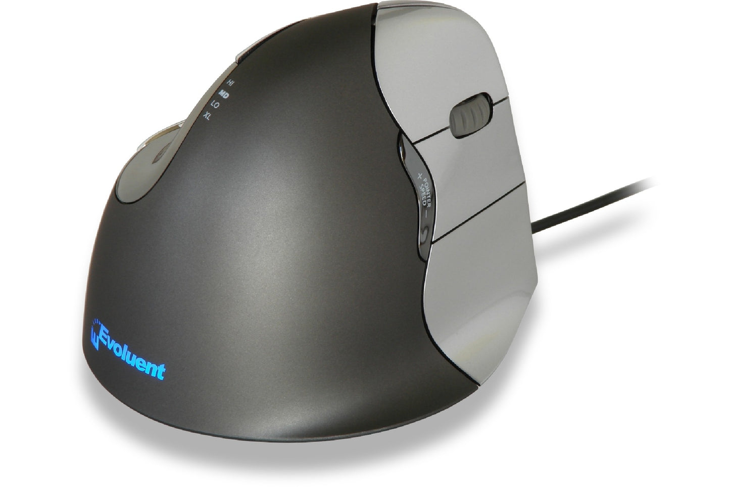 Bakker Evoluent4 Mouse (Right Hand) - rechts - Vertikale Ausführung - Laser - 2600 DPI - Schwarz - Grau - Silber - Maus