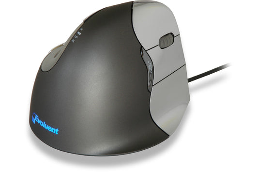 Bakker Evoluent4 Mouse (Right Hand) - rechts - Vertikale Ausführung - Laser - 2600 DPI - Schwarz - Grau - Silber - Maus