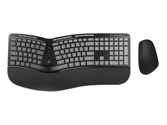 Conceptronic Wireless Keyboard+Mouse ergo Layout US sw - 1.600 dpi - Tastatur