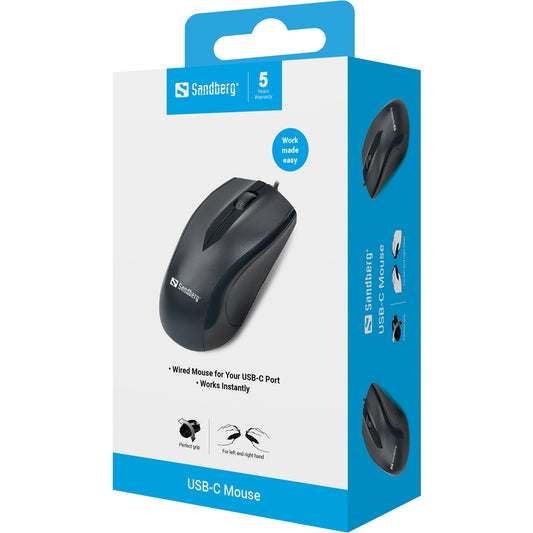 SANDBERG USB - C Mouse - Beidhändig - Optisch - USB Typ - C - 1.200 dpi - Maus