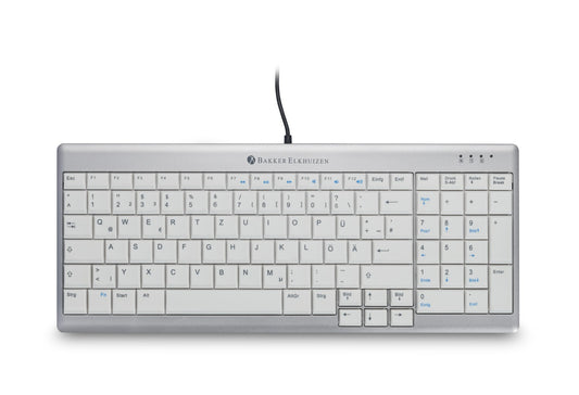Bakker UltraBoard 960 Standard Compact - Mini - Kabelgebunden - USB - QWERTZ - Silber - Weiß - Tastatur