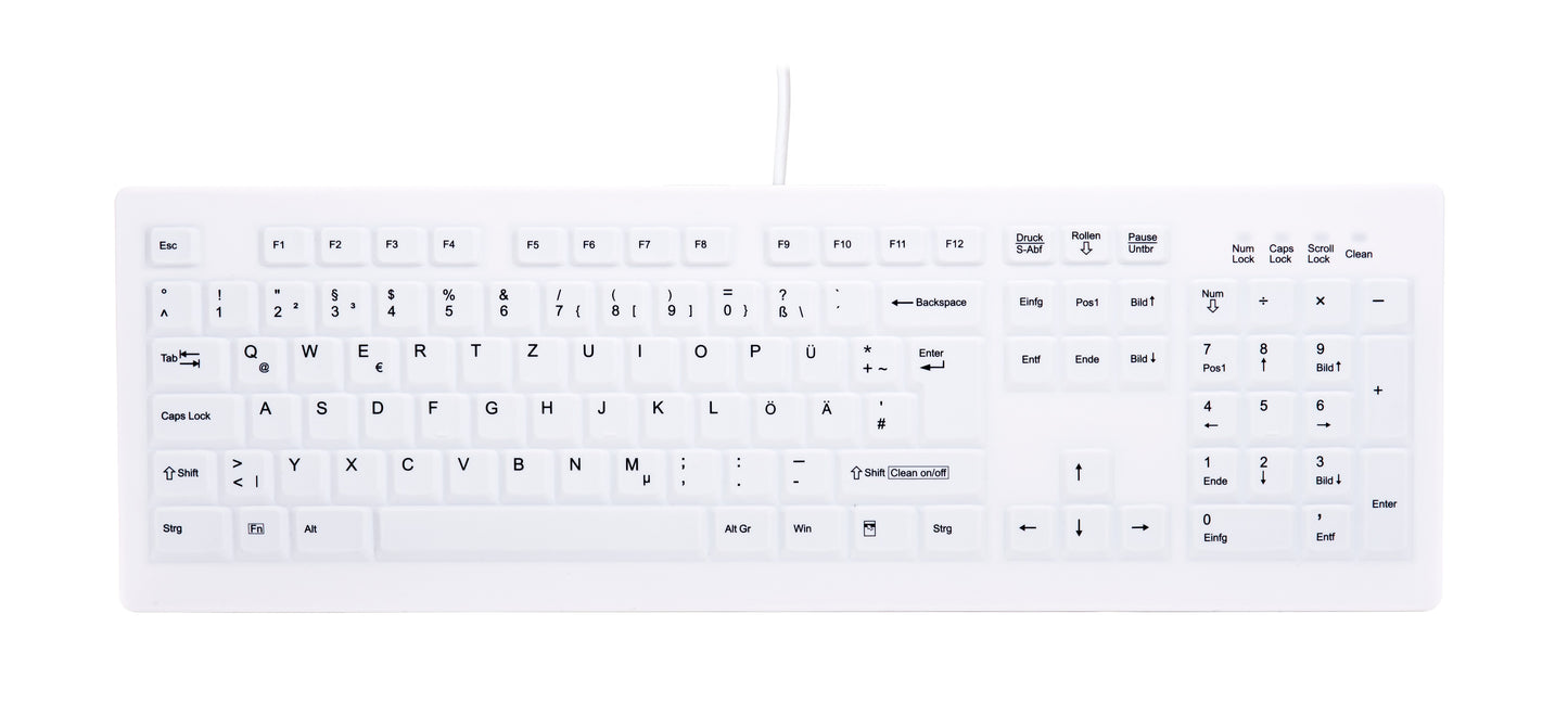 Cherry Contour Design Active Key Contour ClassicClean Silikon Tastaturabdeckung Full - Size Weiß DE C8100 - Volle Größe (100%) - Kabellos - RF Wireless - Scherenschalter - Weiß - Tastatur