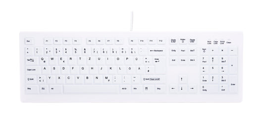 Cherry Contour Design Active Key Contour ClassicClean Silikon Tastaturabdeckung Full - Size Weiß DE C8100 - Volle Größe (100%) - Kabellos - RF Wireless - Scherenschalter - Weiß - Tastatur