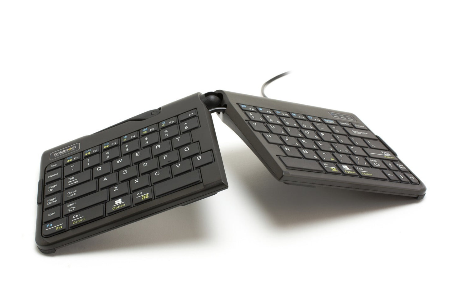 Bakker Goldtouch Travel Go2 Wired - Mini - Kabelgebunden - USB - Scherenschalter - QWERTZ - Schwarz - Tastatur