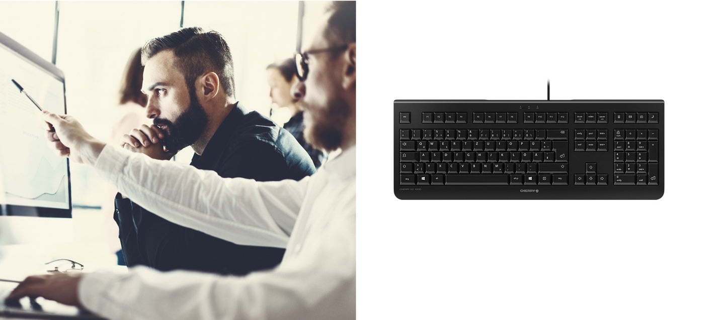 Cherry KC 1000 - Laser - 4 Tasten QWERTZ - Schwarz - Tastatur