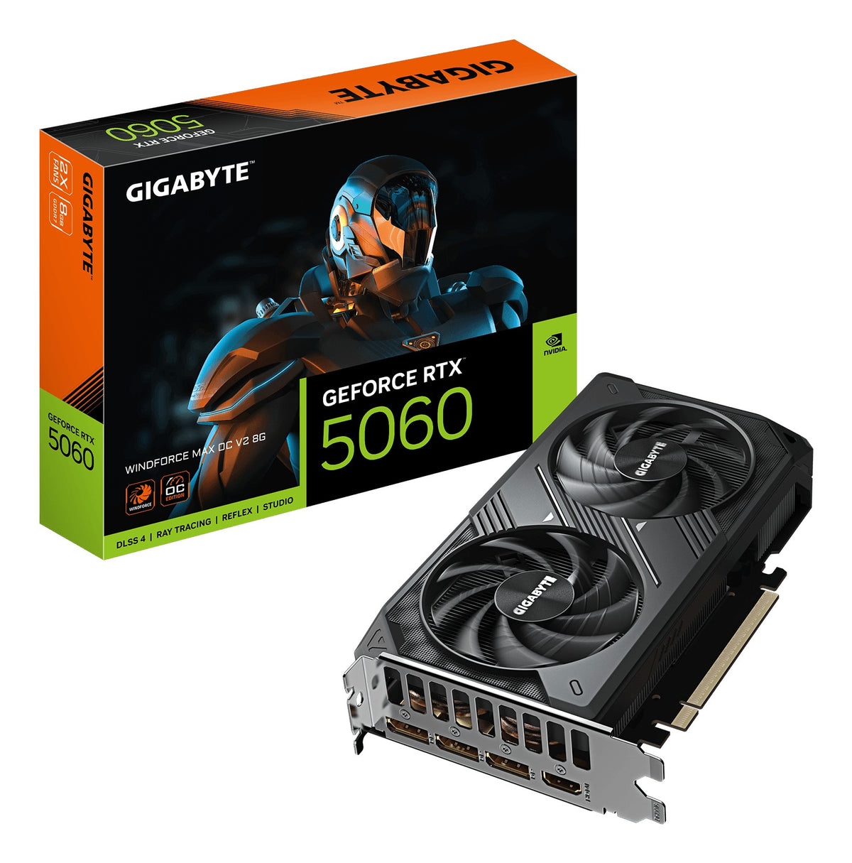 Gigabyte GeForce RTX 5060 Windforce Max OC V2 GDDR7 - 8.192 MB - Grafikkarte