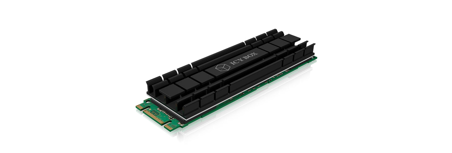 ICY BOX IB - M2HS - 701set für M.2 2280 SSD - für PC/PS5 - Aluminium - 5 mm dick/Radiator - Schwarz - Kühler
