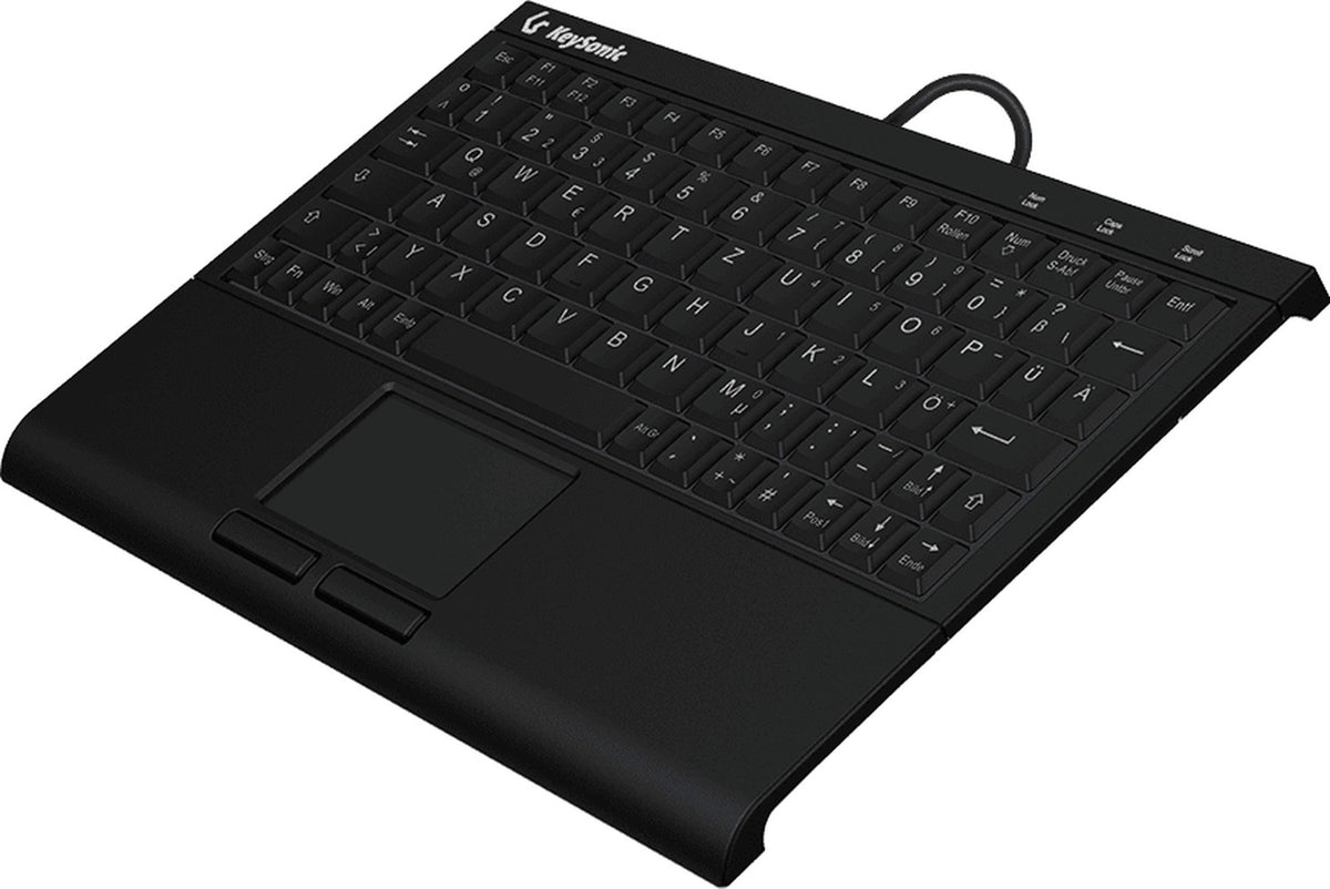 KeySonic KSK - 3211ELU (DE) - Super - Mini Tastatur - Hintergrundbeleuchtung - Touchpad - schwarz - Kabelgebunden - USB - Membran Key Switch - QWERTZ - LED - Schwarz - Tastatur
