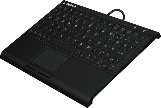 KeySonic KSK - 3211ELU (DE) - Super - Mini Tastatur - Hintergrundbeleuchtung - Touchpad - schwarz - Kabelgebunden - USB - Membran Key Switch - QWERTZ - LED - Schwarz - Tastatur