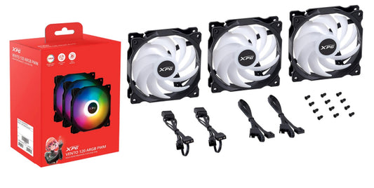 XPG Lüfter Vento 120 120mm ARGB PWM Fan 3er schwarz retail - Gehäuse - 1.850 rpm - Kühler