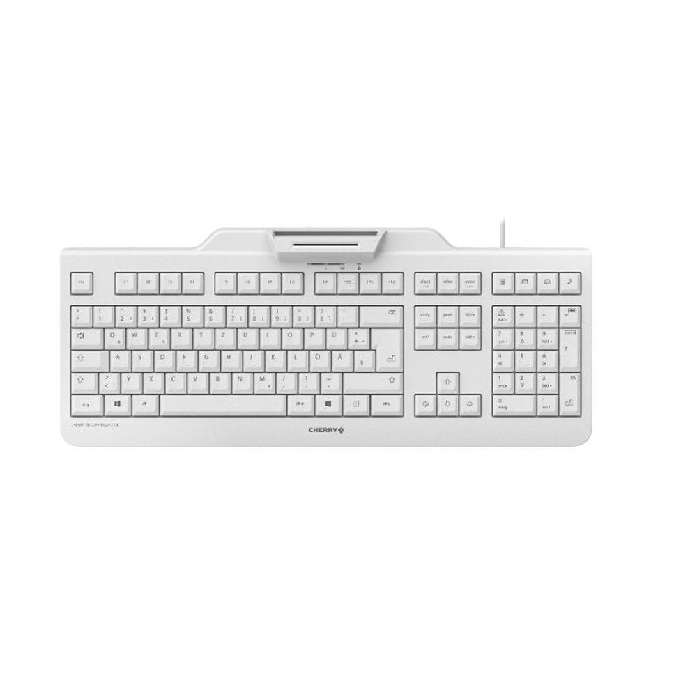 Cherry SECURE BOARD 1.0 Kabelgebundene Chipkarten Tastatur - Hell Grau - USB (QWERTZ - DE) - Volle Größe (100%) - Kabelgebunden - USB - Mechanischer Switch - QWERTZ - Grau - Tastatur