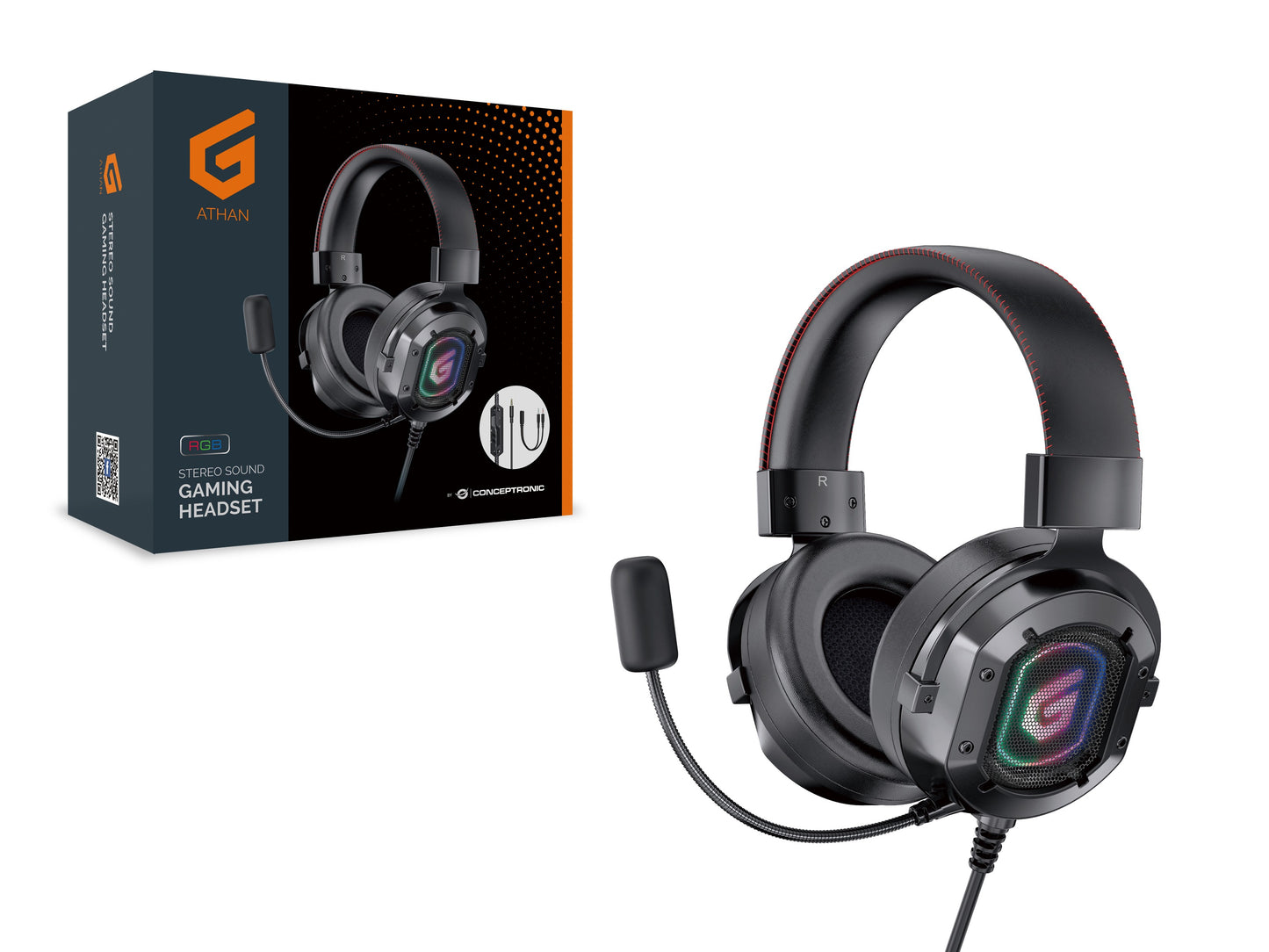 Conceptronic ATHAN Stereo Gaming - Kabelgebunden - 20 - 20000 Hz - Gaming - 477 g - Kopfhörer - Schwarz - Headset
