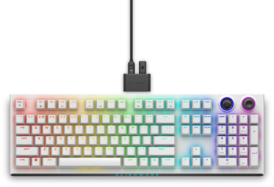 Dell Alienware Tri - Mode AW920K - Volle Größe (100%) - Verkabelt & Kabellos - USB + RF Wireless + Bluetooth - Mechanischer Switch - RGB - LED - Weiß - Tastatur