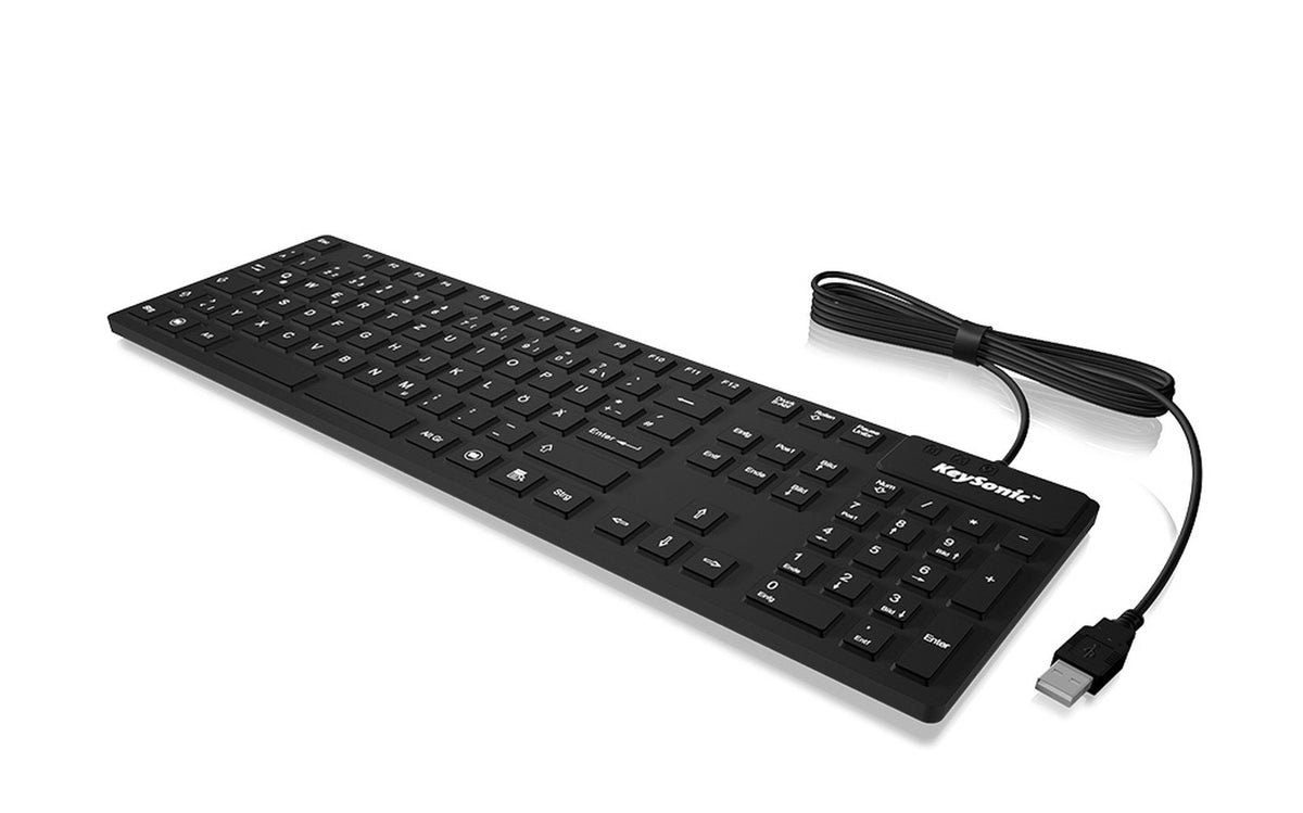 KeySonic KSK - 8030 IN (FR) Industrie Silikontastatur eronomisch wasserdicht antimikrobisch resistent gegen alkalische Stoffe schwarz - Tastatur