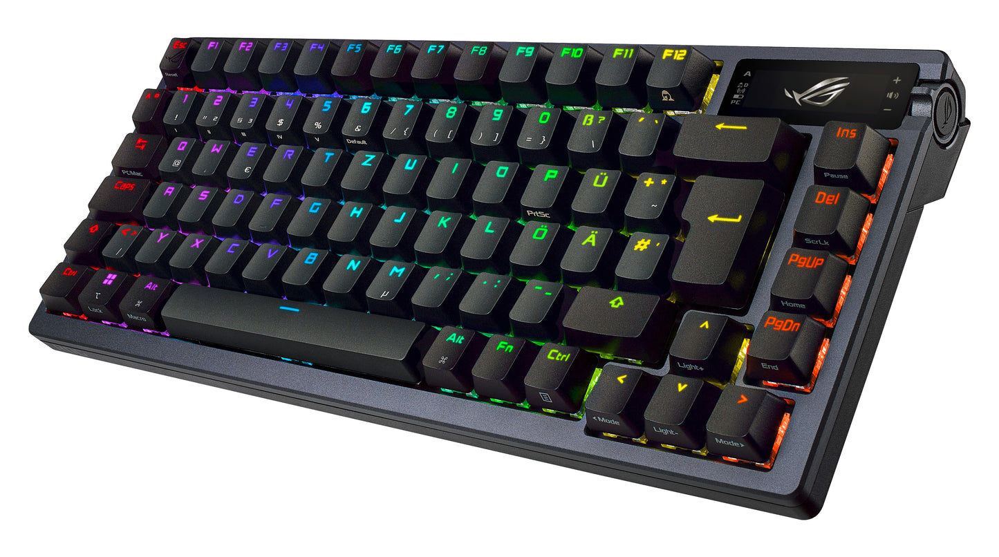 ASUS ROG Azoth - Verkabelt & Kabellos - USB + RF Wireless + Bluetooth - Mechanischer Switch - QWERTY - RGB - LED - Schwarz - Tastatur