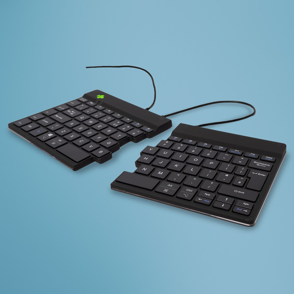 R - Go Ergonomische Tastatur R - Go Split Break v2 mit Pausensoftware - geteilte Tastatur - QWERTY (UK) - Kabelgebunden - Schwarz - Mini - Kabelgebunden - USB - Scherenschalter - QWERTY - Schwarz - Tastatur