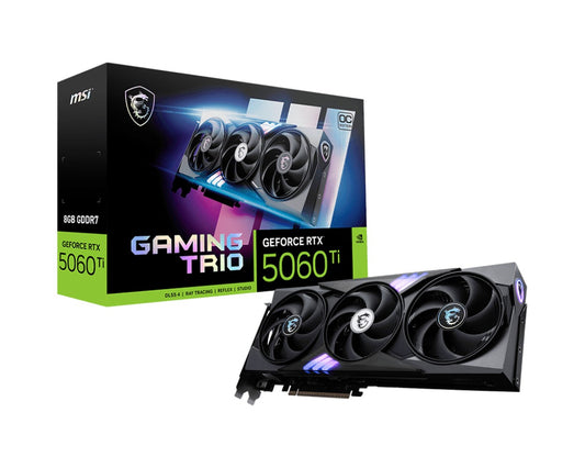 MSI GAMING TRIO OC - GeForce RTX 5060 Ti - 8 GB GDDR7 - PCIe 5.0 x16 - 3 x DisplayPort, HDMI - GDDR7/128 - bit 8GB/2647 MHz/PCI - E 5.0x16 - Grafikkarte